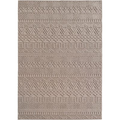 Tapis bouclés à relief ethnik beige 140x200cm