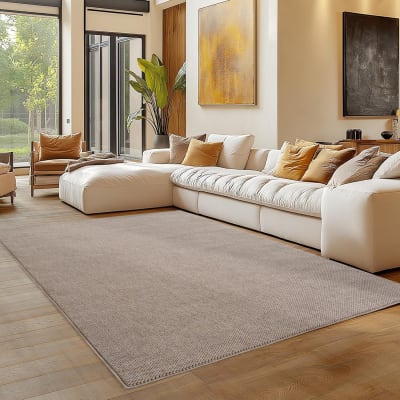 Tapis bouclés à relief uni beige 200x290cm