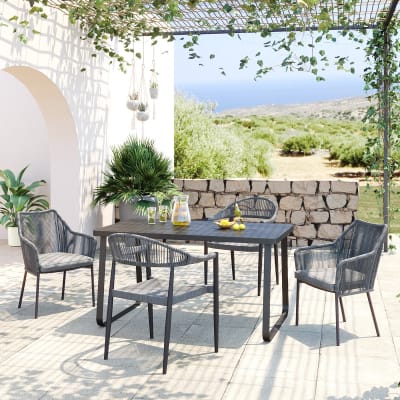 Table de jardin 4 personnes noire l143