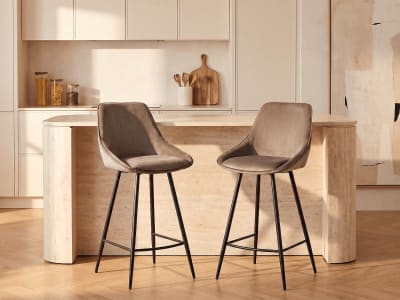 Tabouret de bar velours taupe