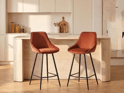 Tabouret de bar velours terracotta
