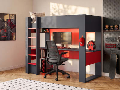 Lit mezzanine panneau de particule gris anthracite 90 x 200