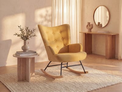 Rocking chair polyester jaune moutarde