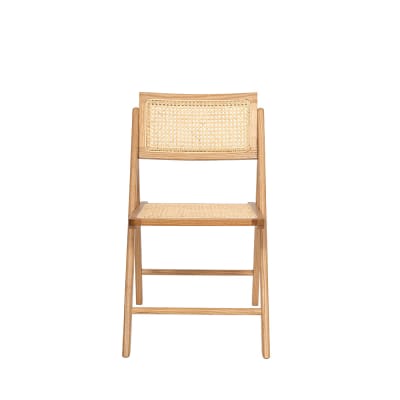 Chaise pliante en cannage et bois - bois clair