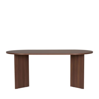 Table à manger 8 personnes ovale en bois - bois foncé