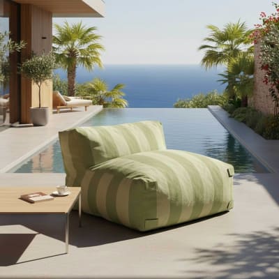 Fauteuil de jardin rayé pour canapé modulable vert cactus