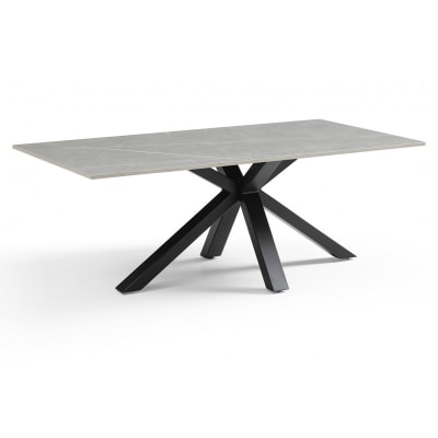 Table basse 120x60 cm céramique gris marbré pied croix