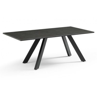 Table basse 120x60 cm céramique gris foncé pieds inclinés