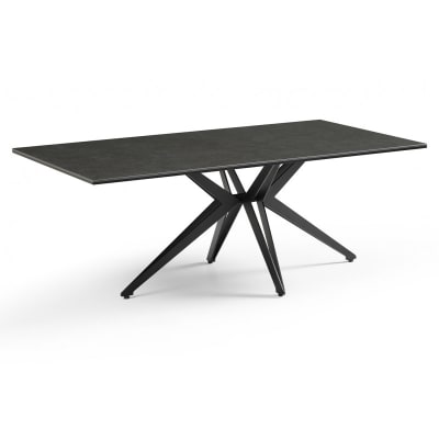 Table basse 120x60 cm céramique gris foncé pied étoile