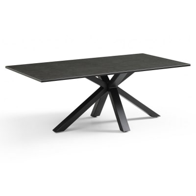 Table basse 120x60 cm céramique gris foncé pied croix
