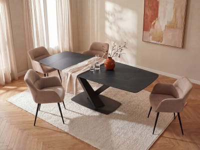 Ensemble table et chaises verre trempé noir