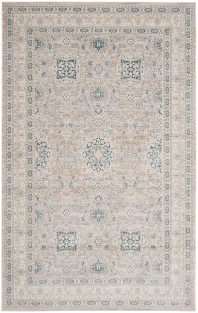 Tapis inspiré par le vintage en polypropylène gris/bleu, 122 x 183 cm