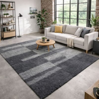 Tapis shaggy 120x170 gris clair, gris foncé
