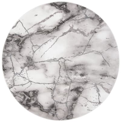 Tapis contemporain en polypropylène gris/argent, 122 x 122 cm