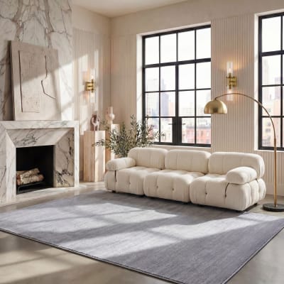Tapis solide et tonale en polypropylène argent, 122 x 183 cm