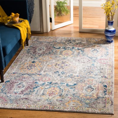 Tapis de transition en polyester gris/bleu, 122 x 183 cm
