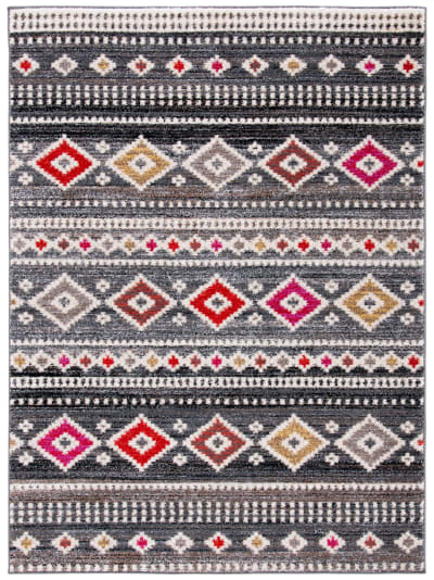 Tapis global en polypropylène gris/blanc, 122 x 183 cm