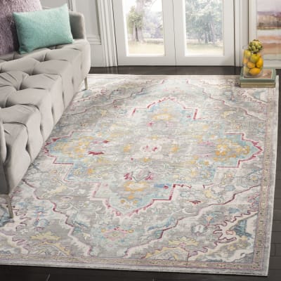Tapis métro-mod en polyester gris/bleu, 122 x 183 cm