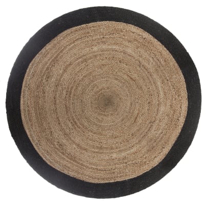 Tapis en jute à bord coloré noir Ø 120 x 120 cm