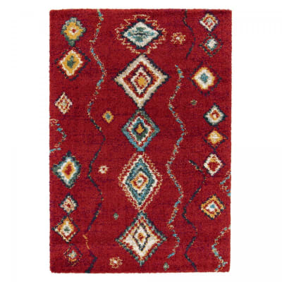 Tapis shaggy 120x170 rouge, blanc, jaune