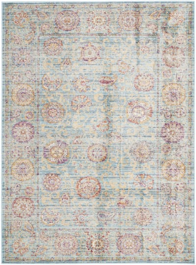 Tapis persan du vieux monde en viscose bleu/multicolore, 122 x 170 cm