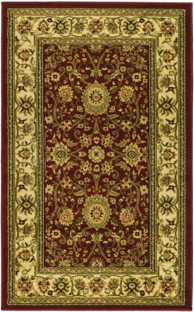 Tapis traditionnel en polypropylène rouge/blanc, 122 x 183 cm