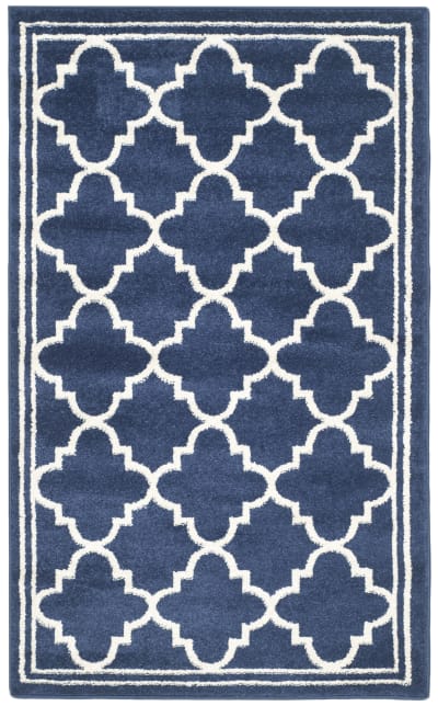 Tapis treillis marocain en polypropylène bleu/beige, 122 x 183 cm