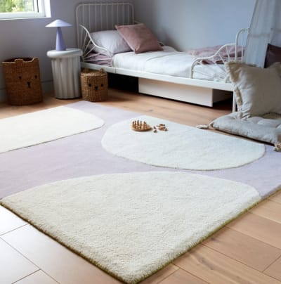 Tapis de salon moderne en laine rose 120x170 cm