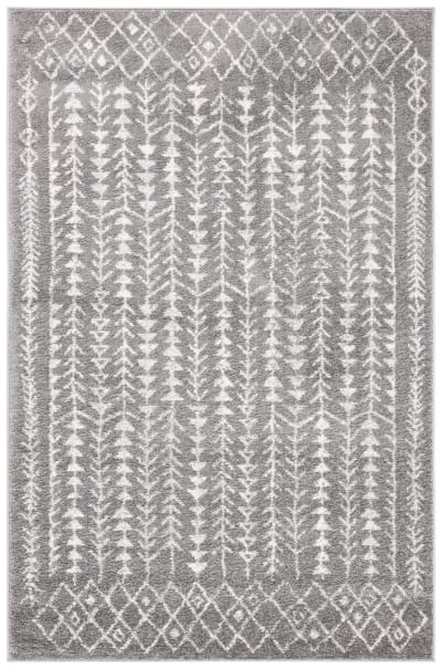 Tapis bohémien en polypropylène gris/blanc, 122 x 183 cm