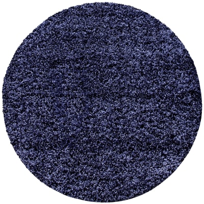 Shaggy - tapis uni rond - bleu foncé 120 x 120 cm