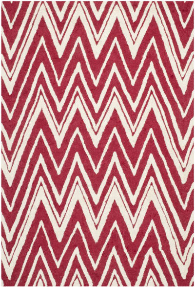 Tapis moderne en laine rouge/blanc, 122 x 183 cm