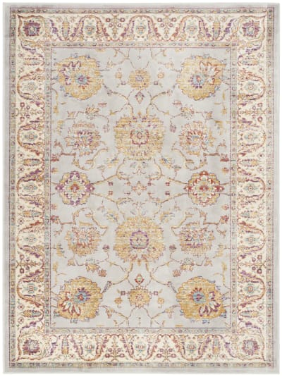 Tapis persan du vieux monde en viscose argent/blanc, 122 x 170 cm