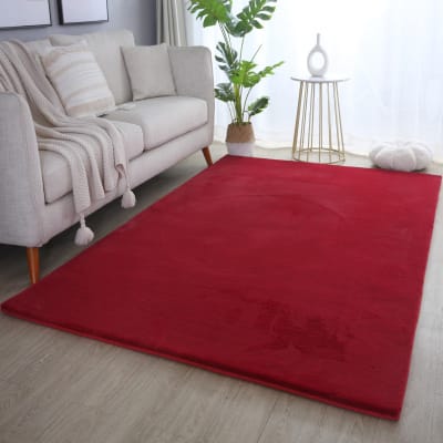 Tapis fausse fourrure toucher doux rouge 120x170cm