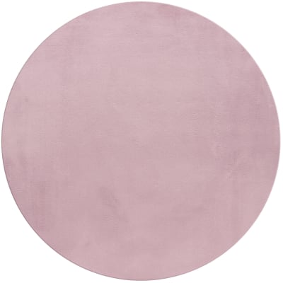 Tapis rond fausse fourrure toucher doux rose 120x120cm