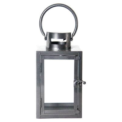 Lanterne en fer anthracite et verre 12 x 12 x 23 cm