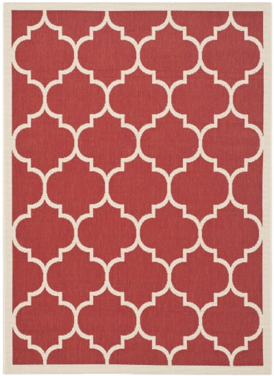 Tapis treillis en polypropylène rouge/blanc, 122 x 170 cm