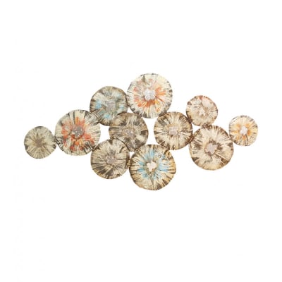 Décoration ronde murale 120x60 cm métal peint florale festive