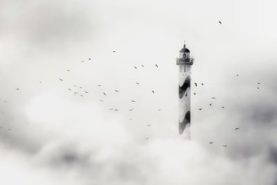 Tableau phare dans le brouillard Tableau plexiglas 120x80 cm