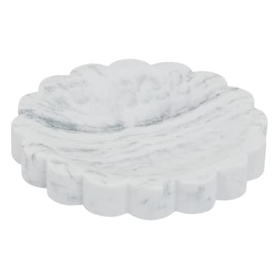 Porte-savon  - effet marbre en résine blanc 12 x 12