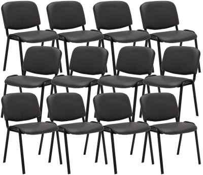 Lot de 12 chaises de visiteurs en similicuir Gris
