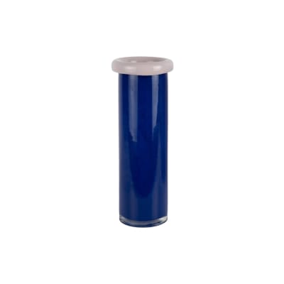 Vase verre bleu 12x12x33cm