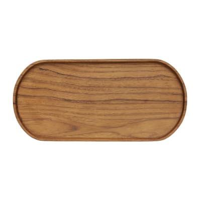 Plateau ovale en teck recyclé, 30 × 14 cm