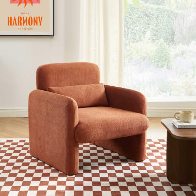 Fauteuil tissu brique