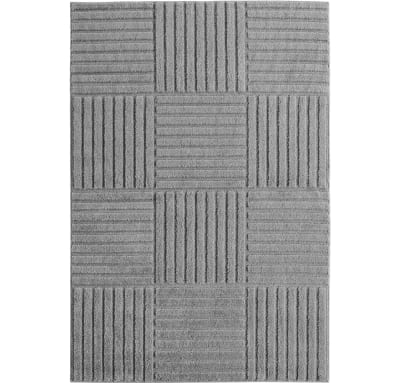 Tapis à motifs en relief damier gris 120x170cm