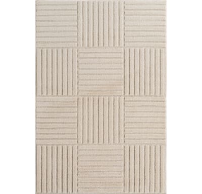 Tapis à motifs en relief damier crème 140x200cm