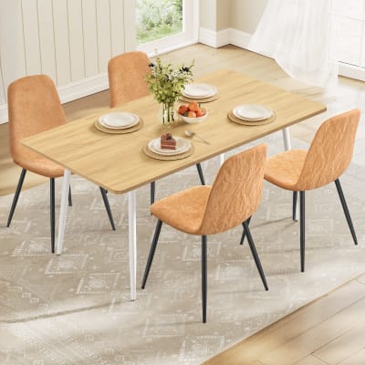 Table à manger avec 4 chaises pour 4 à 6 personnes doré et marron