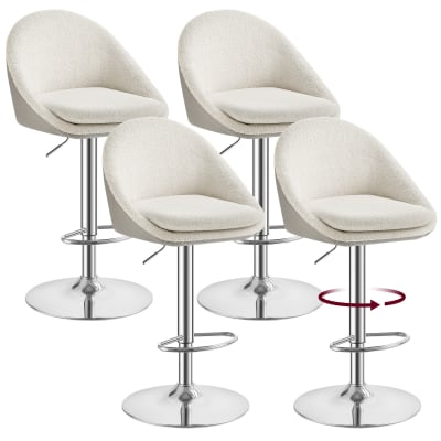 4 tabourets de bar avec dossier réglables blanc et gris