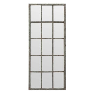 Grand miroir rectangulaire fenêtre en bois argent