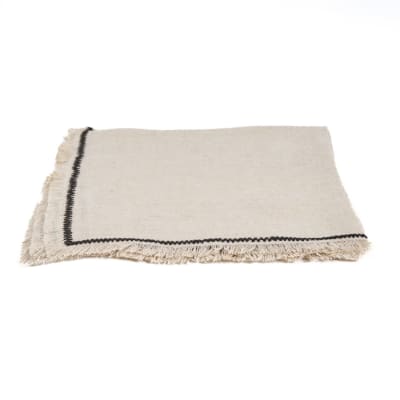 Serviette en lin marron et noir 45 x 45 x 2 cm