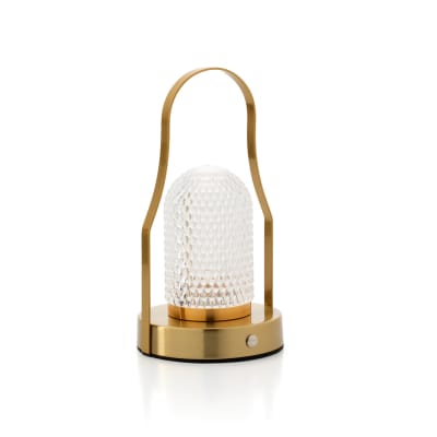Lampe de table fer et laiton 12,5x12,5x23,5cm